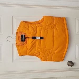 FASHION NOVA ORANGE PUFFER VEST SIZE S